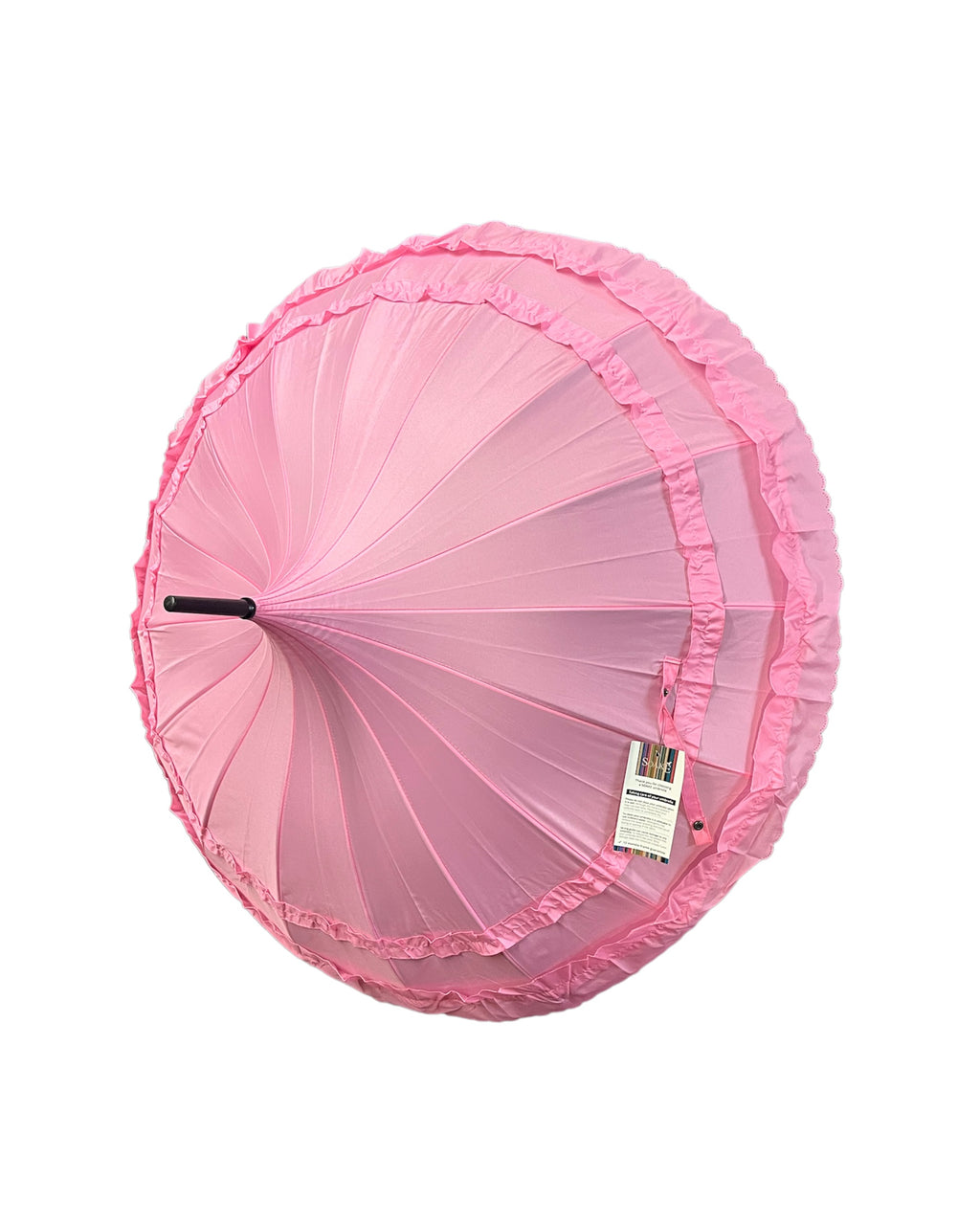 Ladies 'Sofia' Frilled Edge Pagoda Walking  Umbrella - Pink - Umbrellaworld