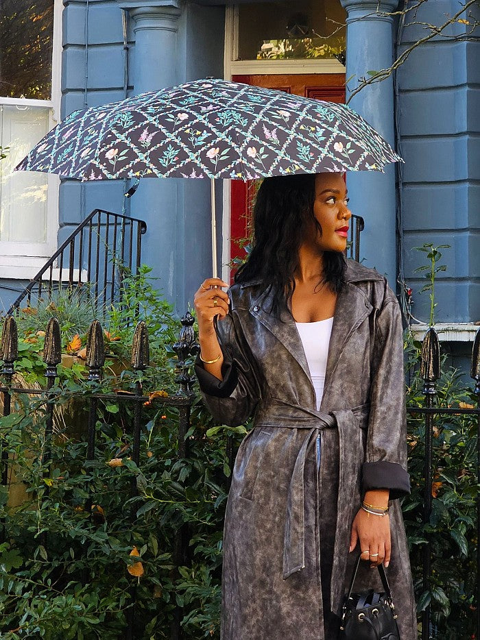 Fulton Minilite Folding Umbrella - Cottage garden
