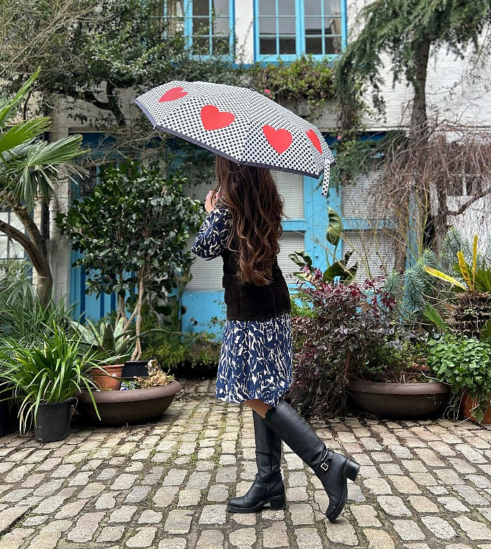 Fulton Minilite Folding Umbrella - Love Hearts Spot