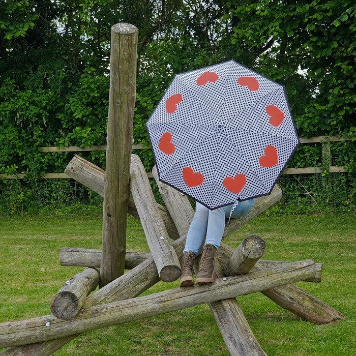 Fulton Minilite Folding Umbrella - Love Hearts Spot