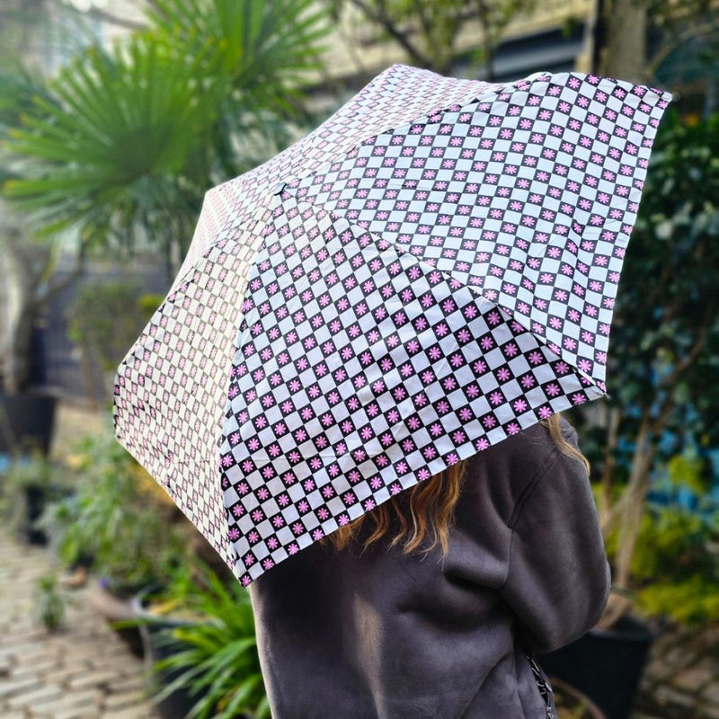 Fulton 'Tiny' Compact Folding Umbrella - Flower Check