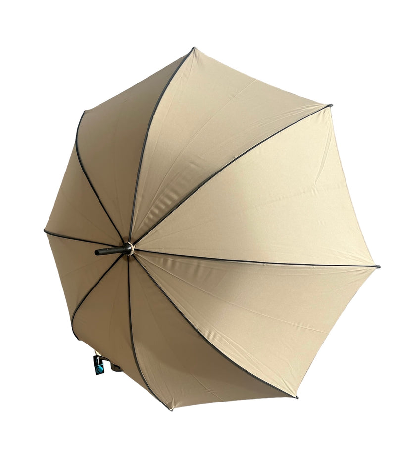 Black Wood Handle Auto Walking Umbrella - Beige - Umbrellaworld