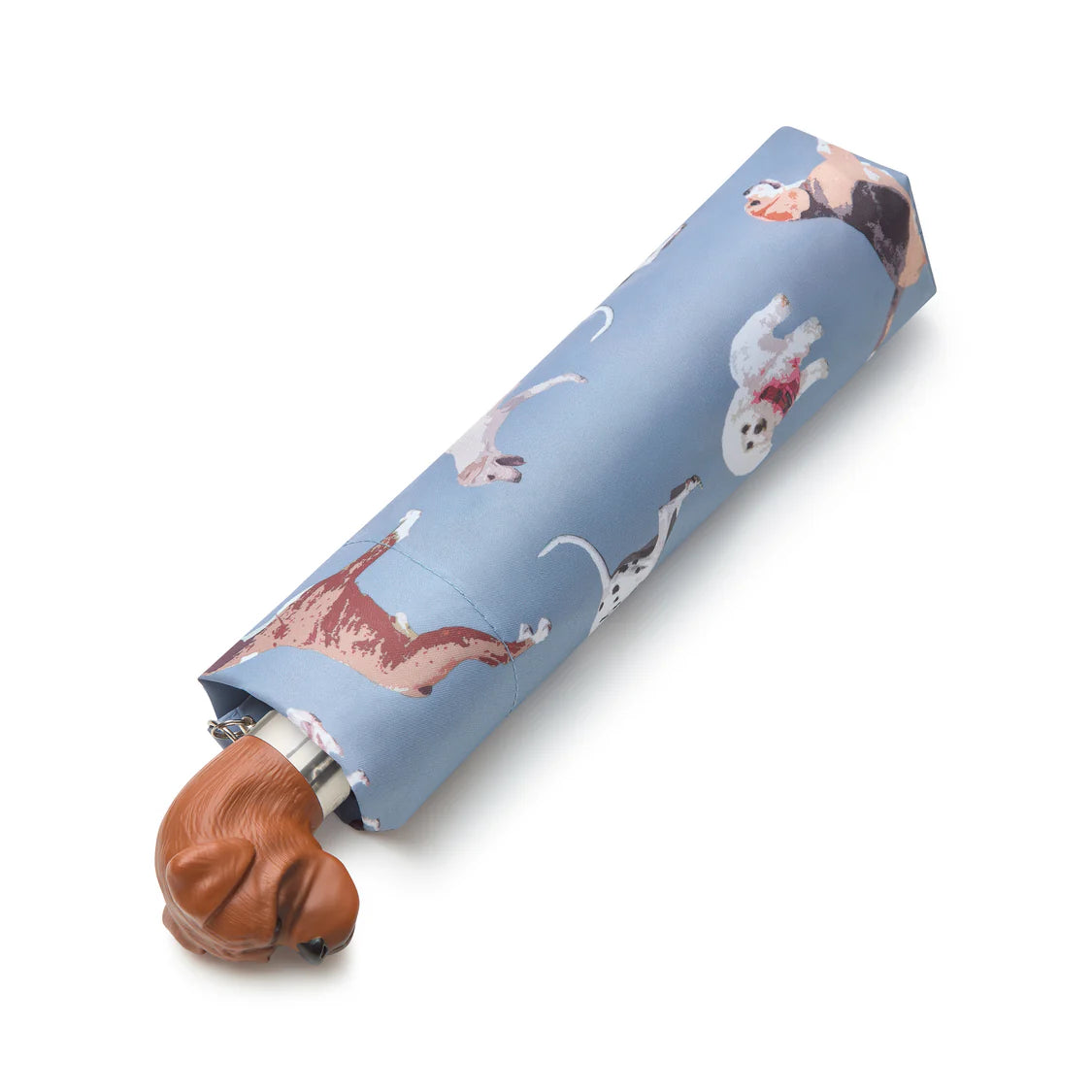 Fulton Curio Dog Handle Folding Umbrella | UPF 50+ UV Protection | Compact and Fun