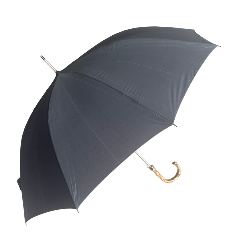 Luxury Auto Bamboo Wood Hook Walking Umbrella - Gun Metal