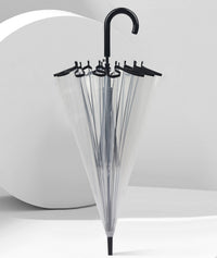 Clear 16 Rib Auto Walking Umbrella