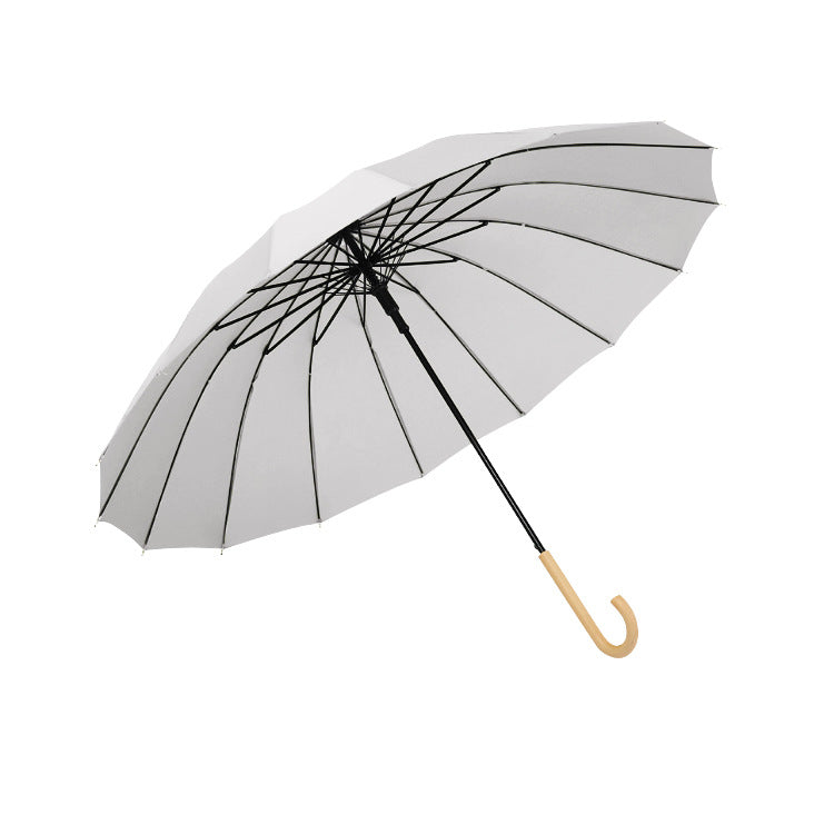 Wood Hook Automatic Walking Umbrella - 16 Ribs