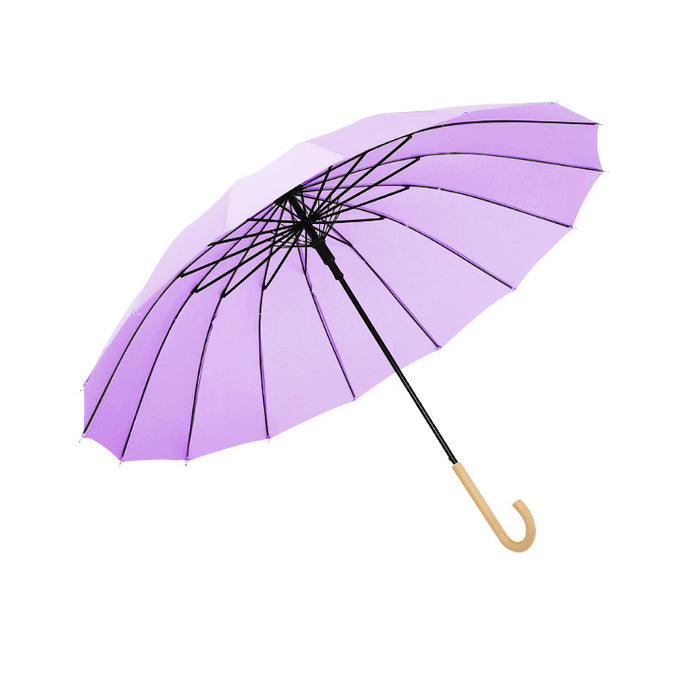 Wood Hook Automatic Walking Umbrella - 16 Ribs