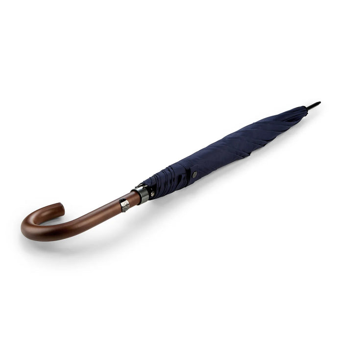 Fulton Chiswick Walking Umbrella - Navy | Wood Hook Handle | Auto Open | Recycled Fabric