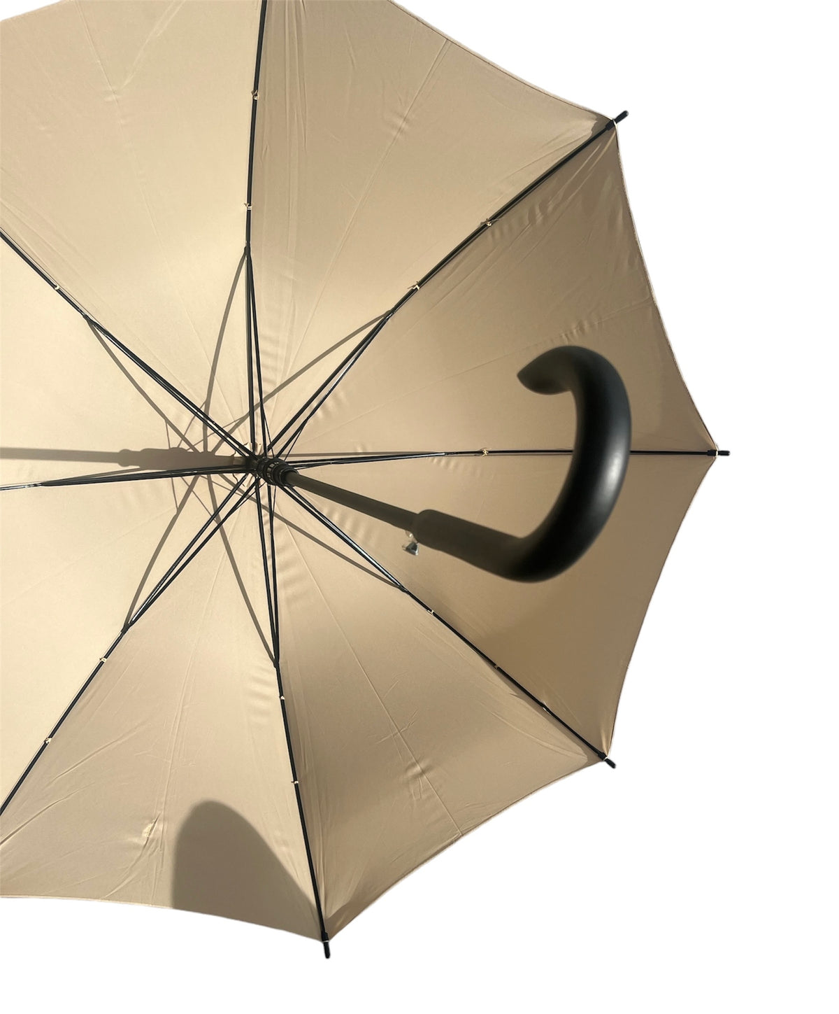 Black Wood Handle Auto Walking Umbrella - Beige - Umbrellaworld