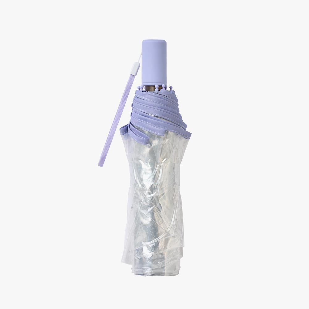 Clear PVC Compact Folding Umbrella - Silver Stars