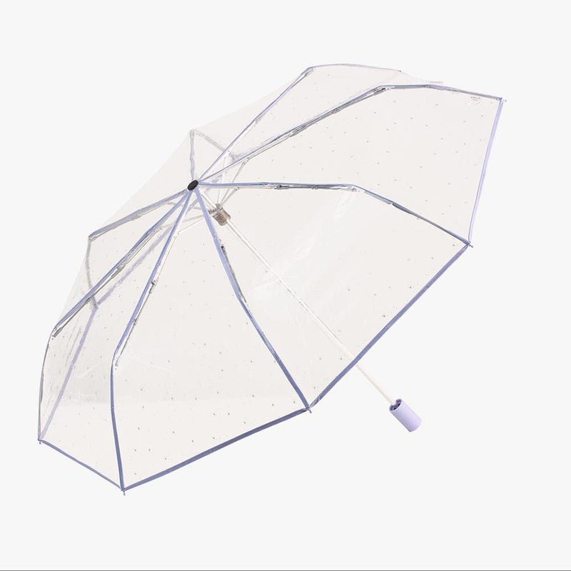 Clear PVC Compact Folding Umbrella - Silver Stars