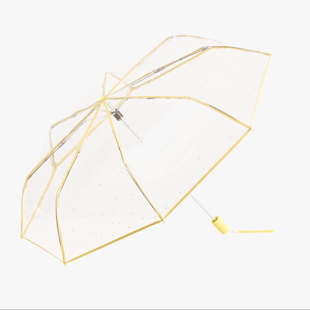 Clear PVC Compact Folding Umbrella - Silver Stars