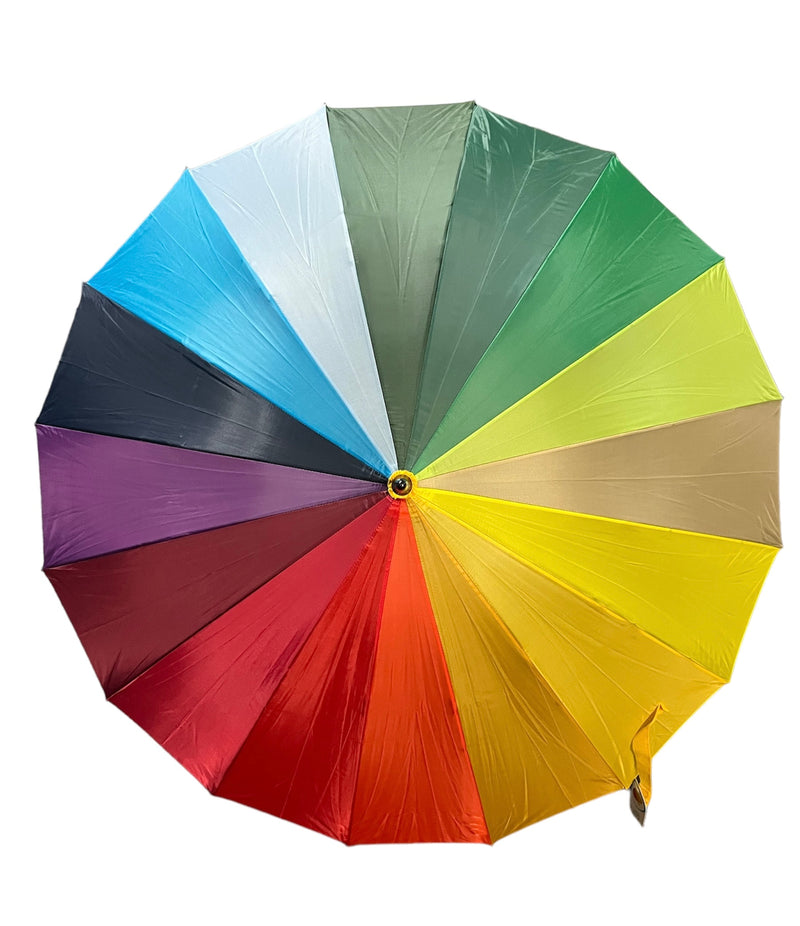 Rainbow Walking Umbrella with Black Hook Handle