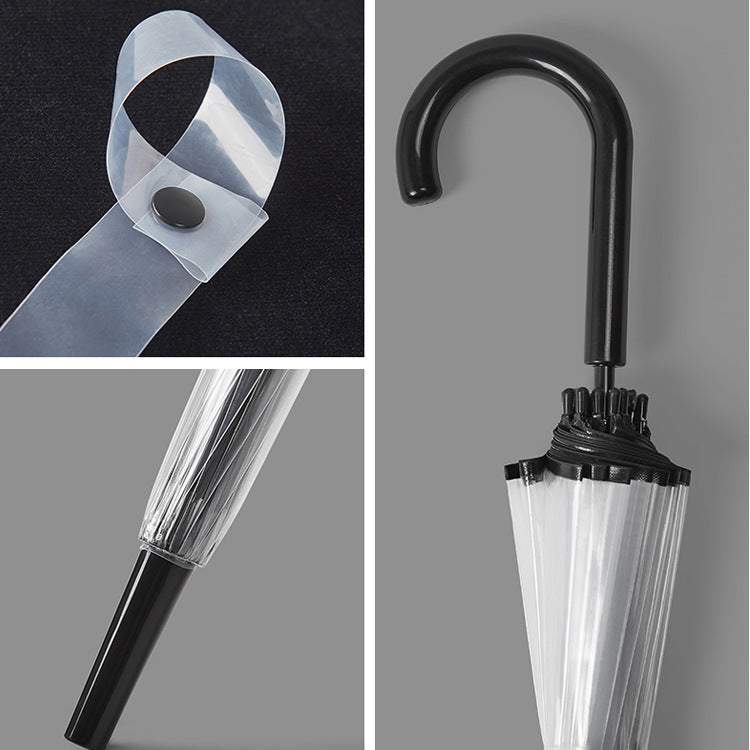 Clear 16 Rib Auto Walking Umbrella