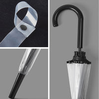 Clear 16 Rib Auto Walking Umbrella