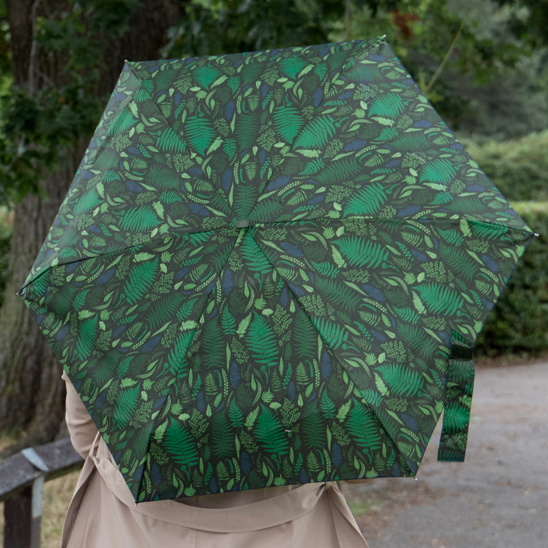 Totes ECO Tiny Compact Flat Umbrella - Fern