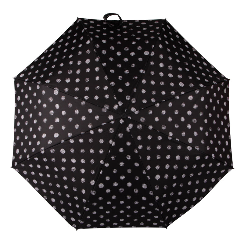 Totes Eco Ladies Wind Resistant 'X-tra Strong' AOC Umbrella - Black Textured dots