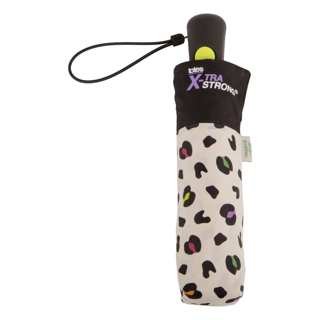 Totes Eco Ladies Wind Resistant 'X-tra Strong' AOC Umbrella - Bright Animal Print