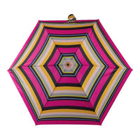 Totes ECO Tiny X-tra Strong 5 Section Folding Umbrella - Magenta Block Stripe - Umbrellaworld