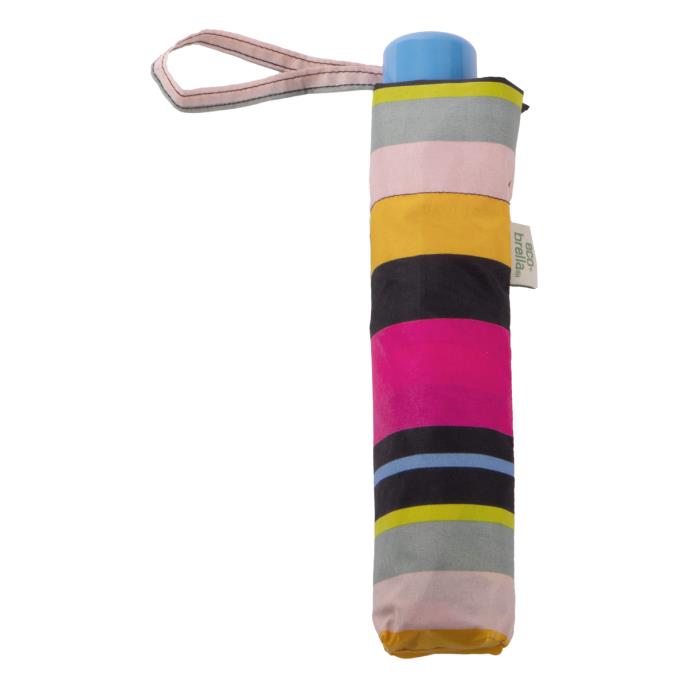 Totes NEW Eco-Brella Supermini Umbrella - Magenta Block Stripe - Umbrellaworld