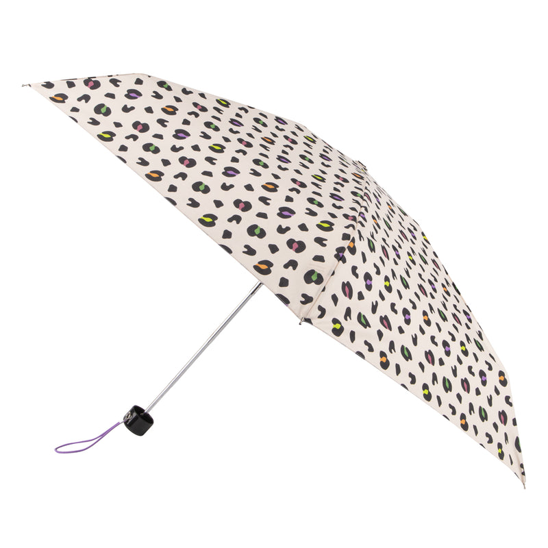 Totes Eco Compact Round 5 Section Folding Umbrella - Bright Animal Print