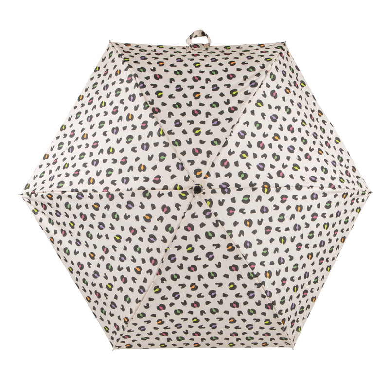 Totes Eco Compact Round 5 Section Folding Umbrella - Bright Animal Print