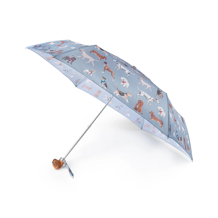 Fulton Curio Dog Handle Folding Umbrella | UPF 50+ UV Protection | Compact and Fun