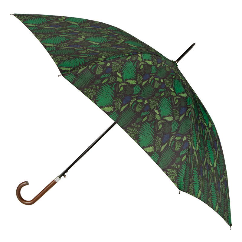 Totes ECO Automatic Walking Umbrella with Wood Handle - Fern