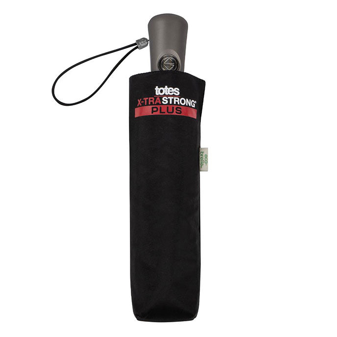 Totes ECO X-tra Strong Plus Auto Open And Close Umbrella - Black - Umbrellaworld