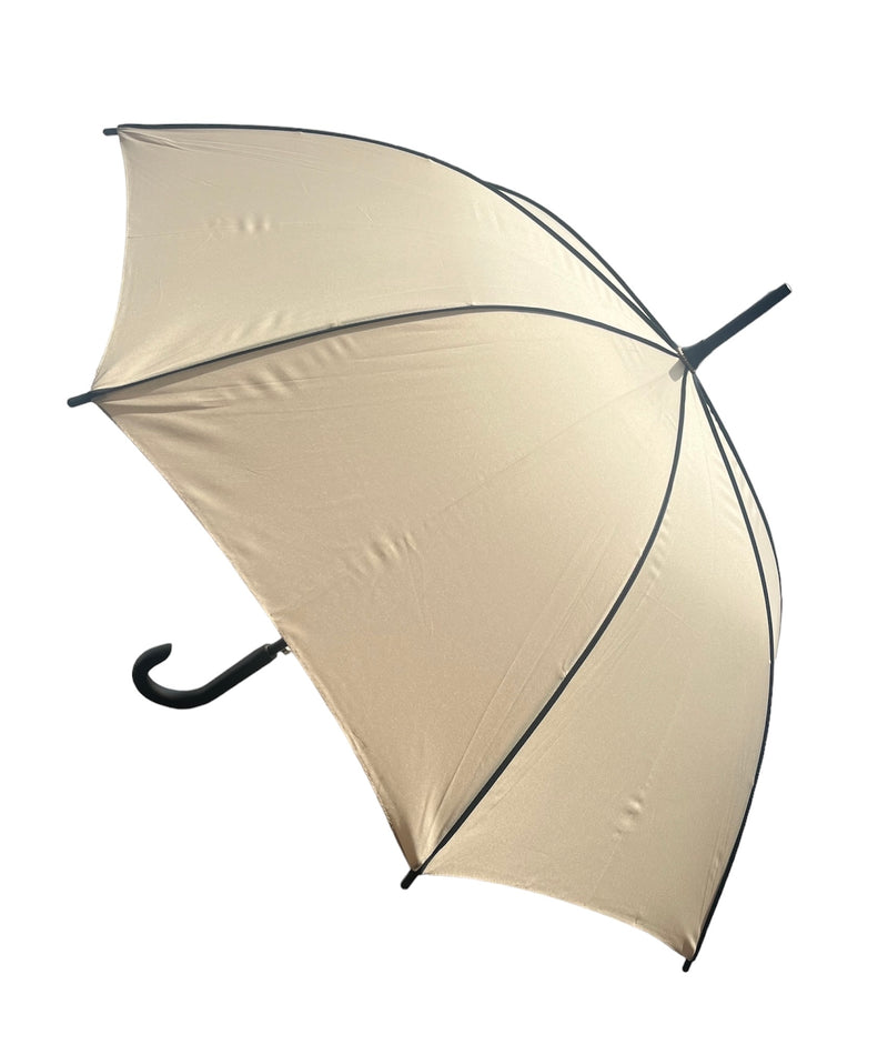 Black Wood Handle Auto Walking Umbrella - Beige - Umbrellaworld