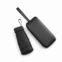 Cased UPF 50+ Compact Mini Flat Travel Umbrella | Strap Case | 93cm Canopy | Just 212g