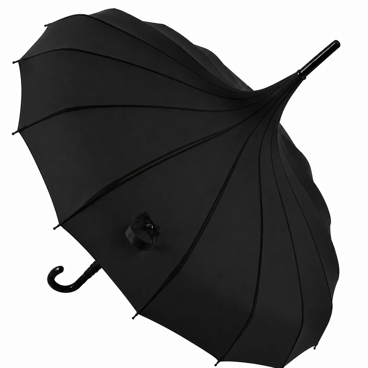 Ladies 'Olivia' Pagoda Walking Umbrella | 16 Ribs | Crook Handle | Vintage Style - Blazing Red