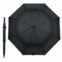 Fibreglass Auto Vented Windproof Golf Umbrella - Black - Umbrella World