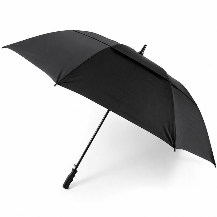 Fibreglass Auto Vented Windproof Golf Umbrella - Black | 136cm Canopy | Wind Resistant
