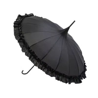 Frilled Edge Pagoda Walking Umbrella - Elegant | 16 Ribs | Vintage Style