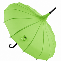Ladies 'Olivia' Pagoda Walking Umbrella | 16 Ribs | Crook Handle | Vintage Style - Blazing Red