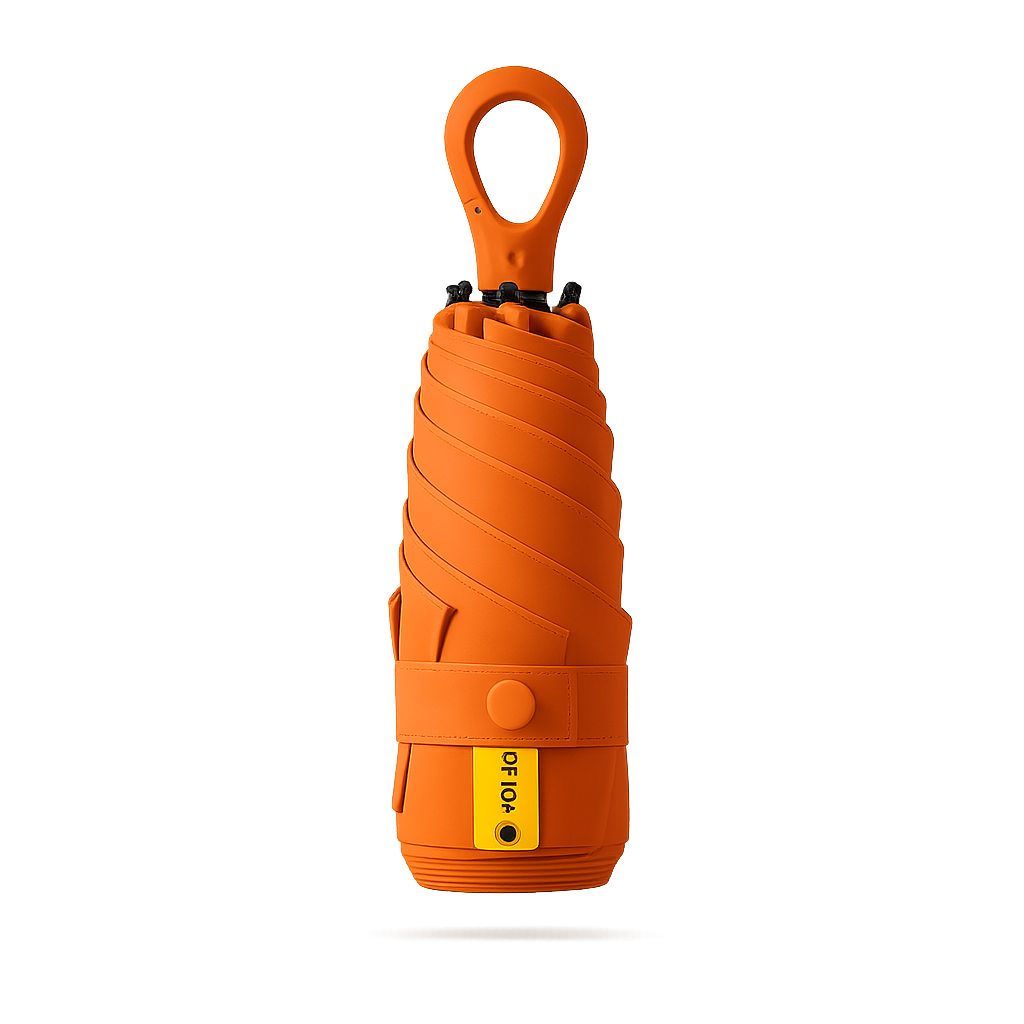New UPF 50+ Compact Travel Umbrella - Carabiner Hook | Sun &amp; Rain Protection | 93cm Canopy | 217g