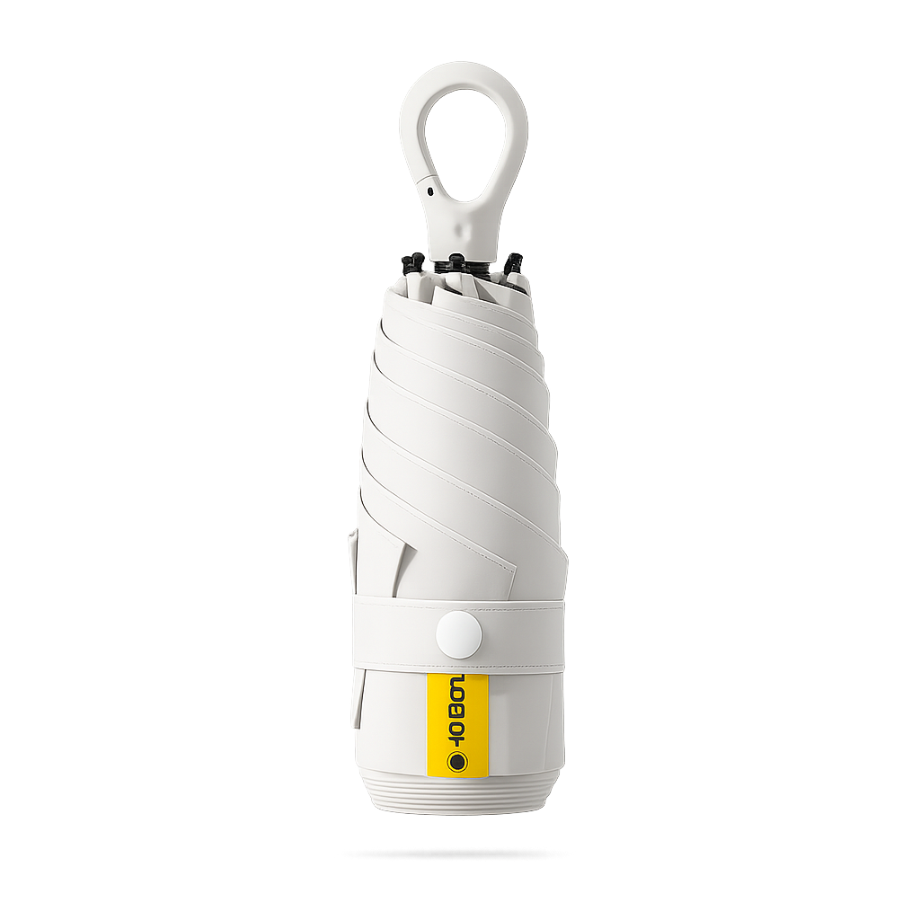 New UPF 50+ Compact Travel Umbrella - Carabiner Hook | Sun &amp; Rain Protection | 93cm Canopy | 217g