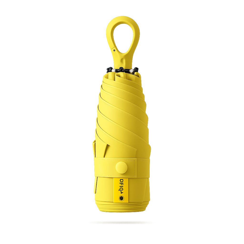 New UPF 50+ Compact Travel Umbrella - Carabiner Hook | Sun &amp; Rain Protection | 93cm Canopy | 217g