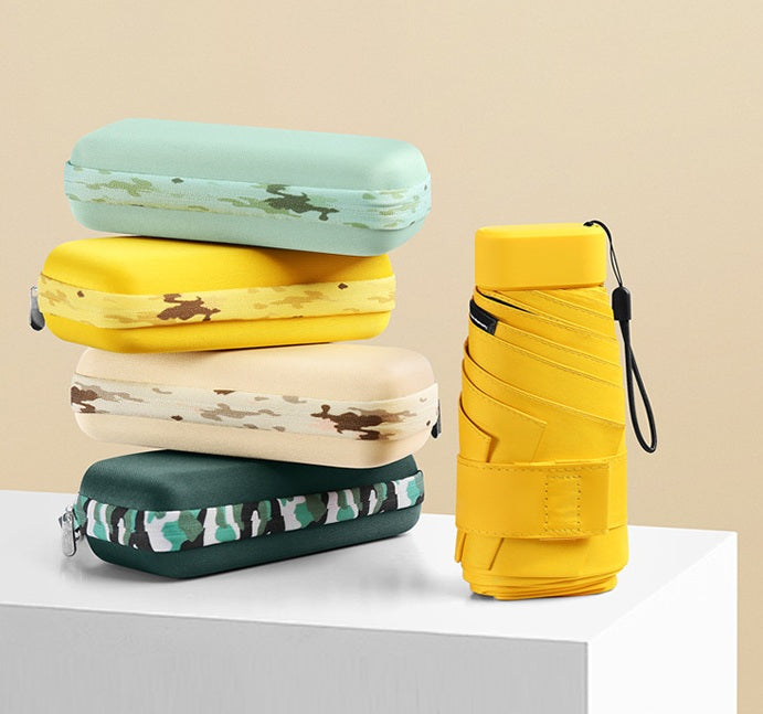 Cased UPF 50+ Compact Mini Flat Travel Umbrella