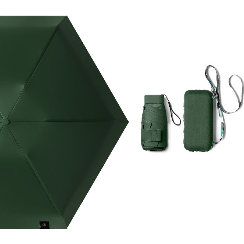 Cased UPF 50+ Compact Mini Flat Travel Umbrella