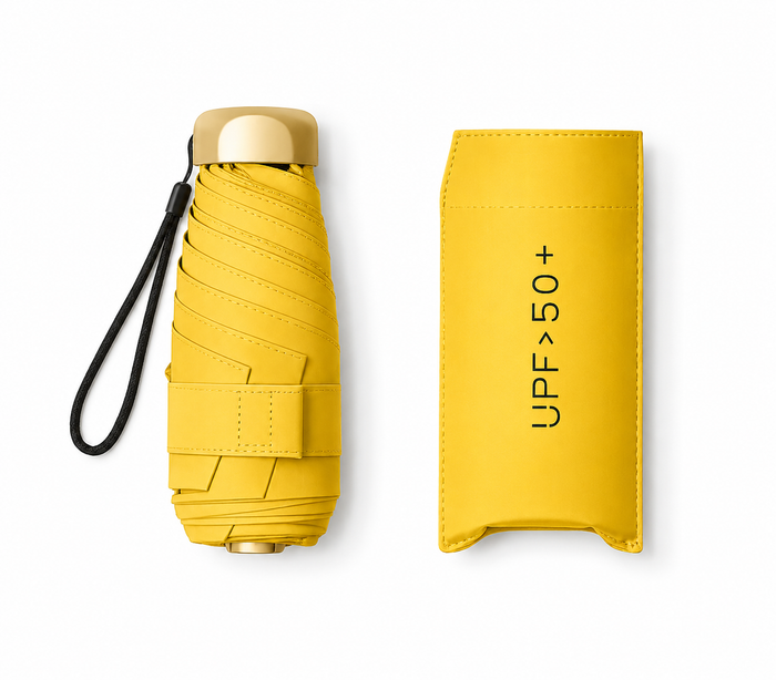 UW UPF 50+ Compact Flat Travel Umbrella | Sun &amp; Rain Protection | 93cm Canopy | Just 173g