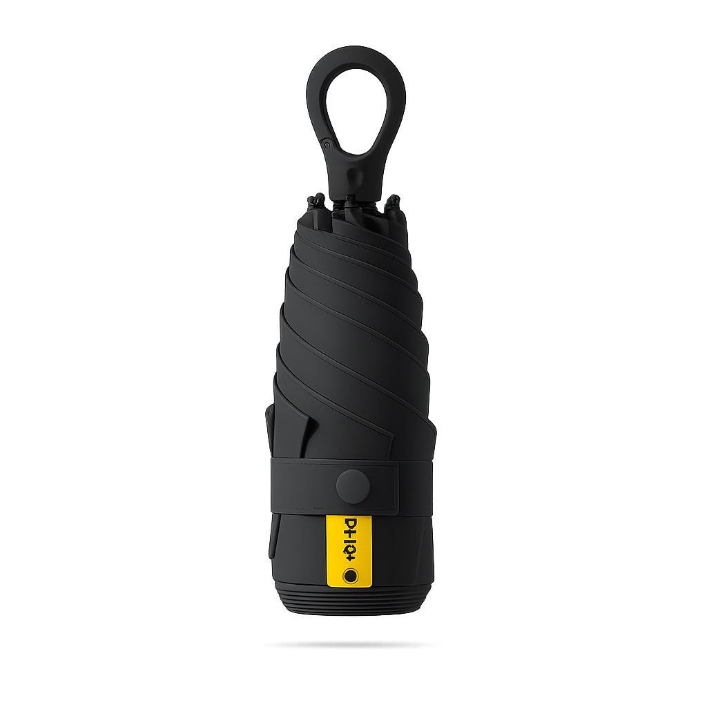New UPF 50+ Compact Travel Umbrella - Carabiner Hook | Sun &amp; Rain Protection | 93cm Canopy | 217g