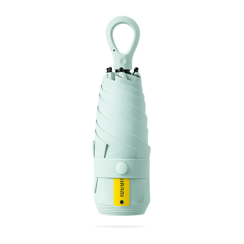 New UPF 50+ Compact Travel Umbrella - Carabiner Hook | Sun &amp; Rain Protection | 93cm Canopy | 217g
