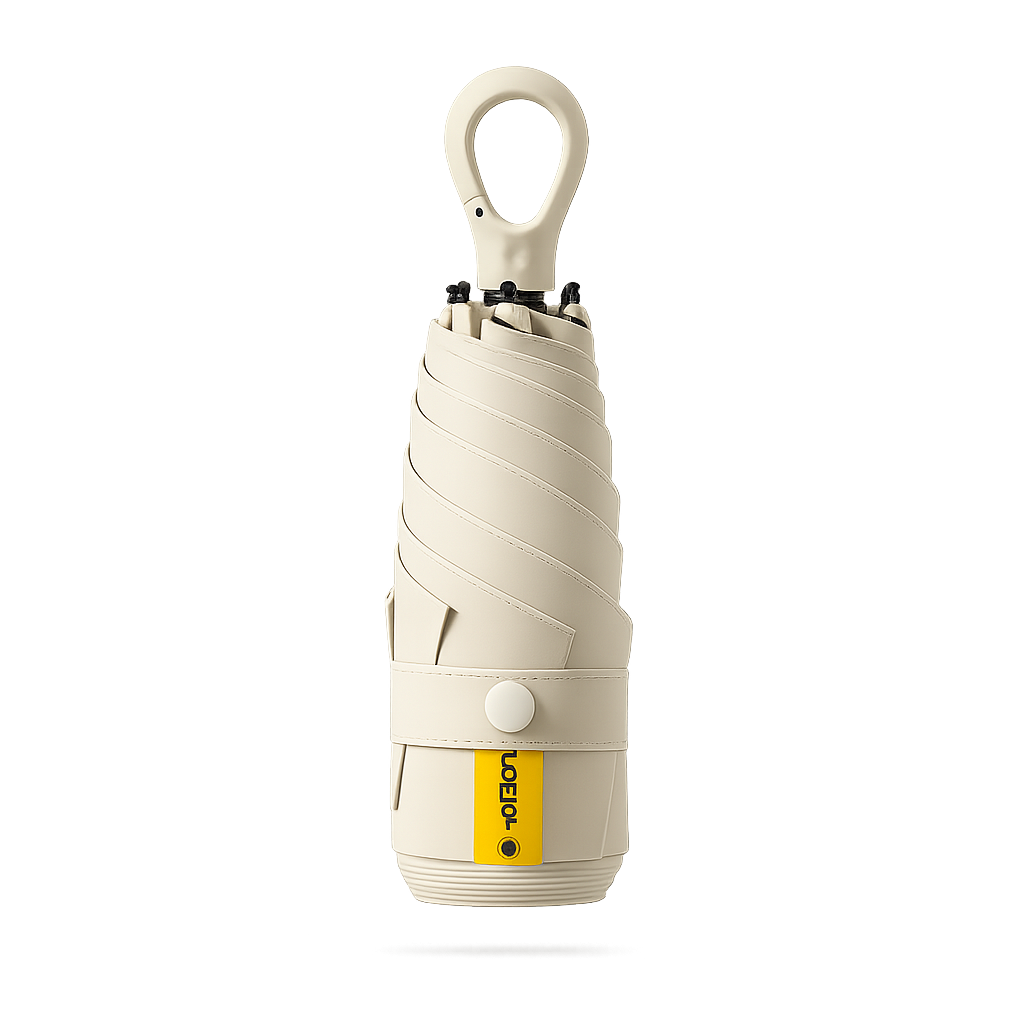 New UPF 50+ Compact Travel Umbrella - Carabiner Hook | Sun &amp; Rain Protection | 93cm Canopy | 217g
