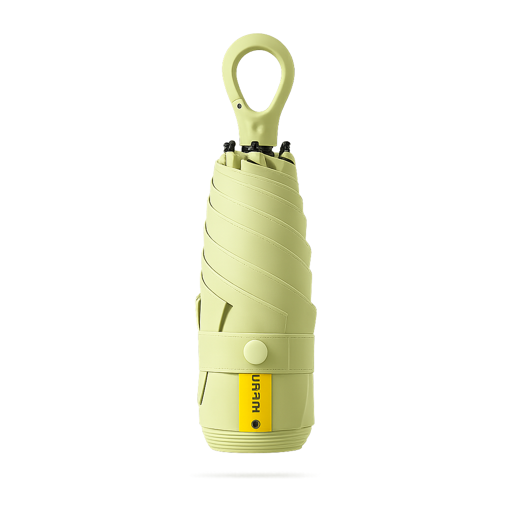 New UPF 50+ Compact Travel Umbrella - Carabiner Hook | Sun &amp; Rain Protection | 93cm Canopy | 217g