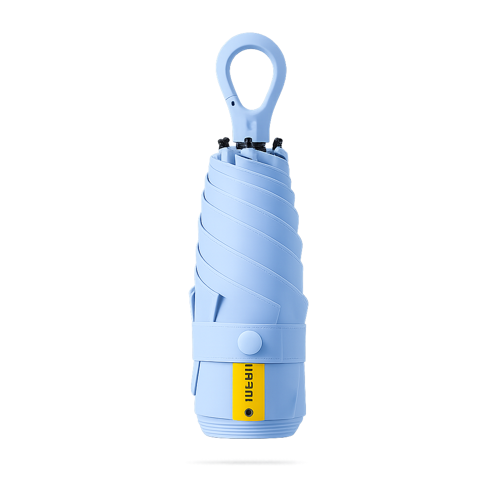 New UPF 50+ Compact Travel Umbrella - Carabiner Hook | Sun &amp; Rain Protection | 93cm Canopy | 217g