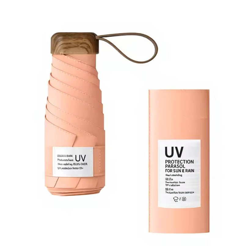 UW UPF 50+ Stylish Travel Umbrella - Compact Flat | Pocket Size 17cm | Sun & Rain | 199g