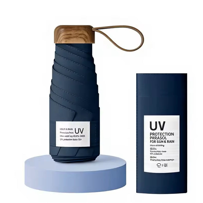 UW UPF 50+ Stylish Travel Umbrella - Compact Flat | Pocket Size 17cm | Sun & Rain | 199g
