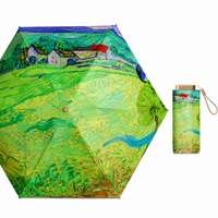UPF 50+ Art Print Compact Mini Flat Travel Umbrella | 93cm Canopy | Just 230g